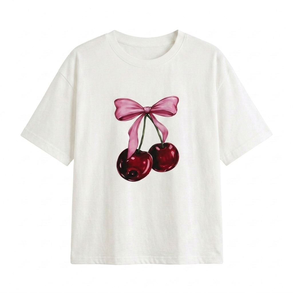 تیشرت باکسی زنانه مدل Cherry 🍒
