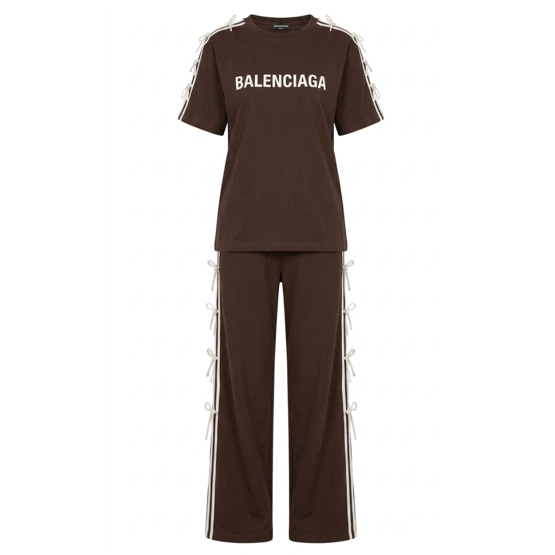ست تی‌شرت شلوار زنانه مدل BALENCIAGA پاپیونی