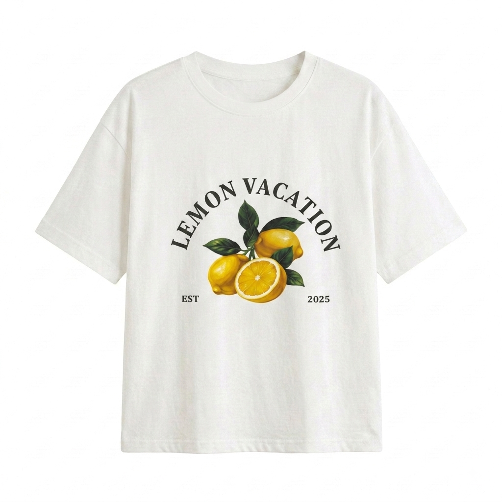تیشرت باکسی زنانه مدل Lemon Vacation 🍋