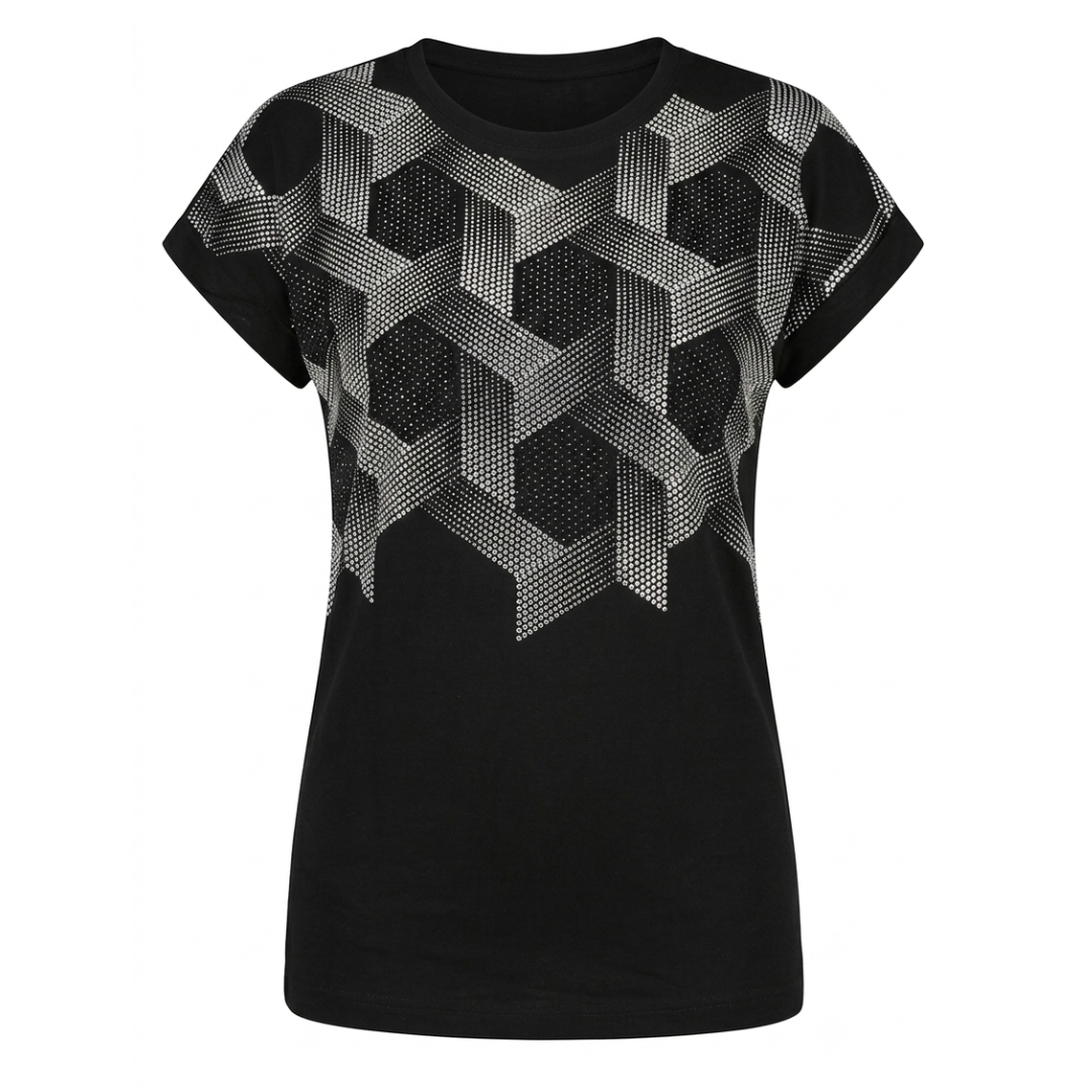 تی‌شرت باکسی مدل نگینی Hexagon