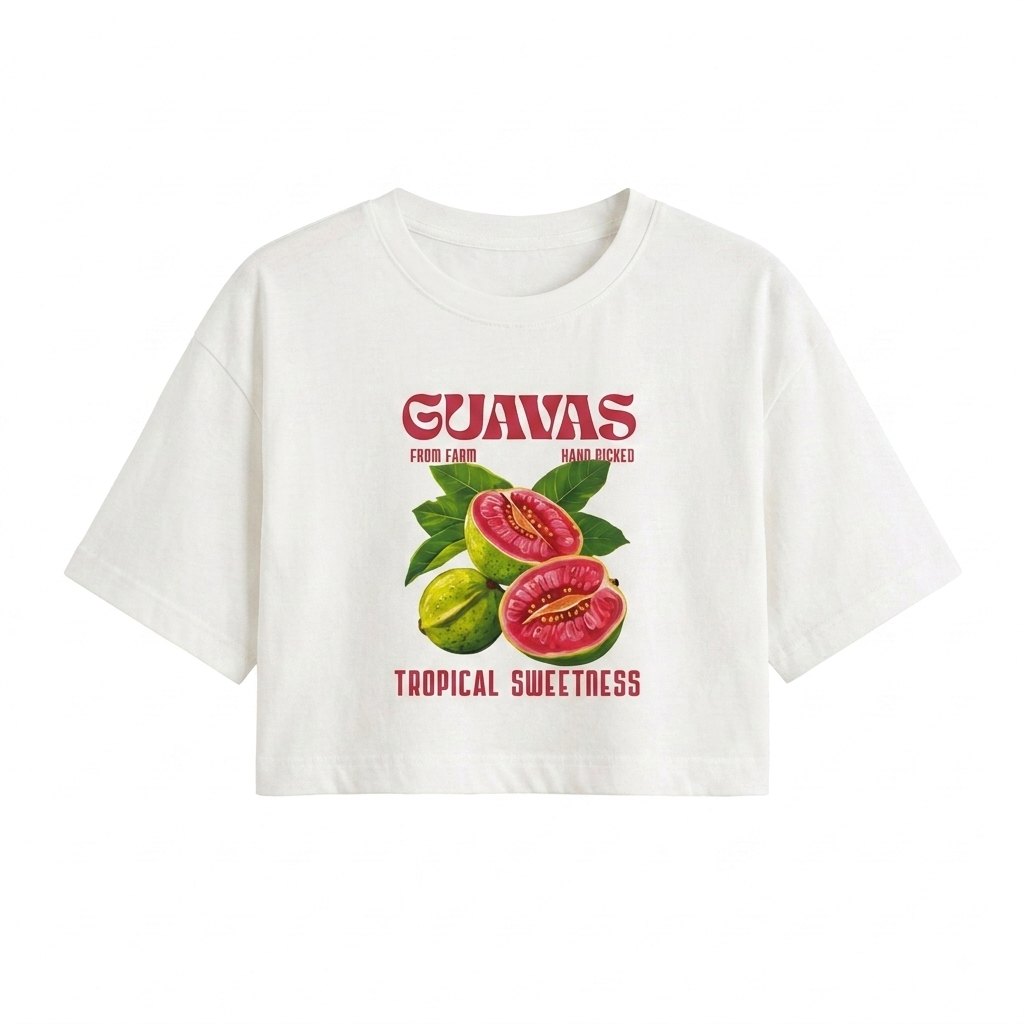کراپ‌ تیشرت زنانه باکسی پنبه مدل Guavas