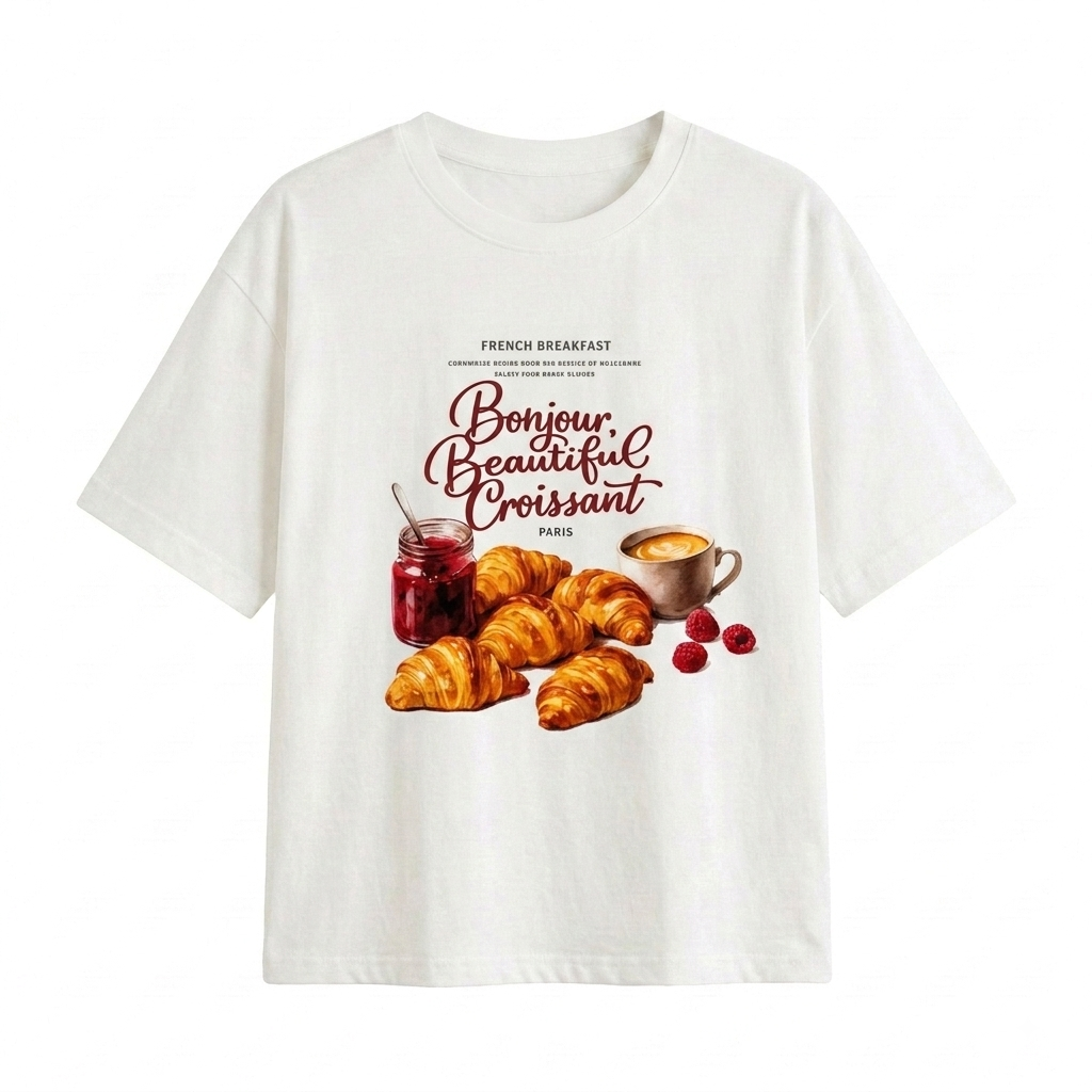 تیشرت باکسی زنانه مدل Croissant 🥐